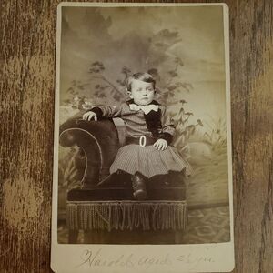 Antique Cabinet Card Photo Boy Child Toddler in Dress ID Harold Frinkel 2.5 yrs